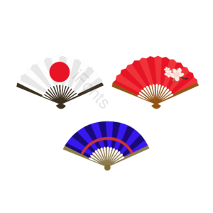 元素 折扇 樱花 红色 蓝色 樱花季