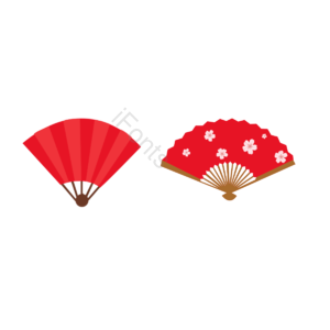 元素 折扇 樱花 红色 樱花季