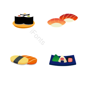 食物 寿司 海苔 手绘 三文鱼 饭团 黑色 红色