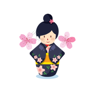 手绘 日式 卡通 玩偶 插画 可爱 女孩 玩具娃娃