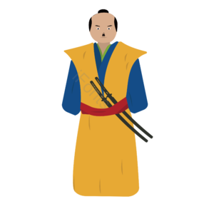 卡通风格 和服 日本 战士 武士道 黄色 卡通剪贴画 日本剪贴画