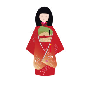 卡通娃娃 和服 女性 插图 日本 民族服装 精美 装饰图案