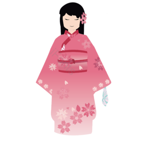 日式 卡通玩偶 女性 和服 插画 民族服装 花纹 精美