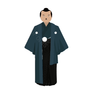 卡通风格 日式 和服 武士道 武士 深绿色
