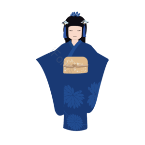 卡通风格 日式 和服 蓝色