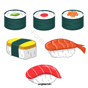 日本 寿司 动画片 日本料理 手绘 可爱 组合 手剪贴画