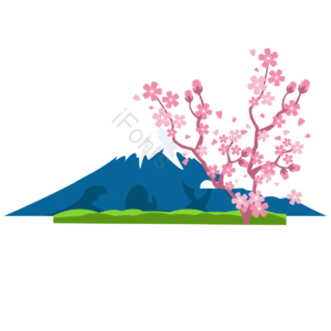 富士山 手绘 插画 日本 樱花 源材料 特征 格陵兰