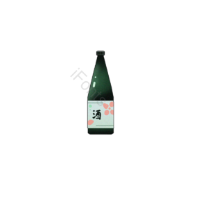 插画 平面 元素 清酒 日本 暗绿色