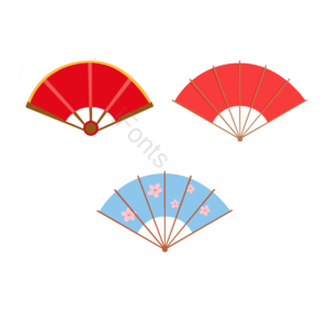 扇子 樱花 红色 蓝色 日本剪贴画 日本 樱花季
