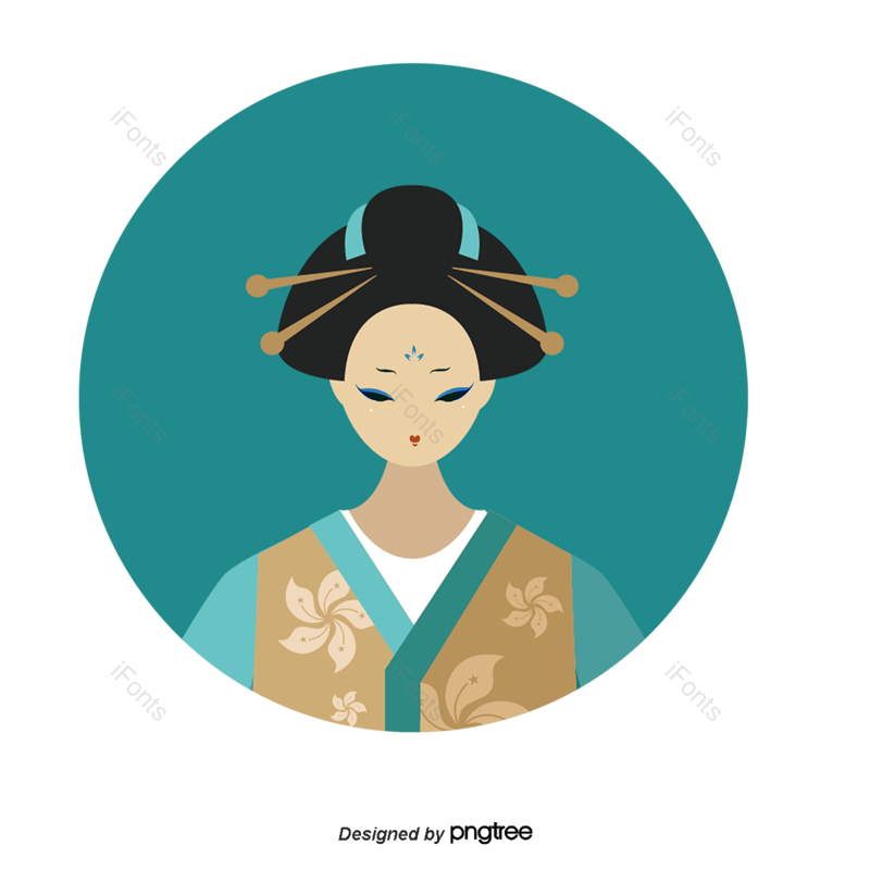卡通人物图片,传统服饰元素,女性PNG,日式免抠素材