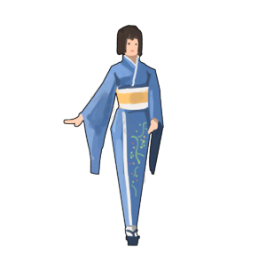 元素 插画 日本和服 卡通 女性 蓝色