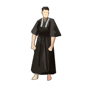 元素 插画 日本和服 卡通 男性 黑色