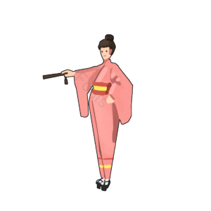 元素 插画 日本和服 卡通 女性 粉色 可爱