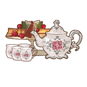 下午茶茶水 樱桃 玫瑰 蛋糕和糕点 英国 英国风格 茶具 餐架