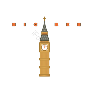 伦敦 动画片 可爱 大本钟 建筑 手绘竽 英国 英国风格