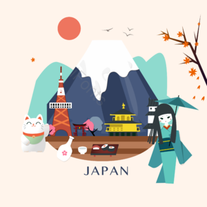 富士山 招财猫 和服 铁塔 樱花 寿司 清酒 日本