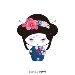 传统服饰 和服 手绘 卡通 日本 樱花 插画 蓝色