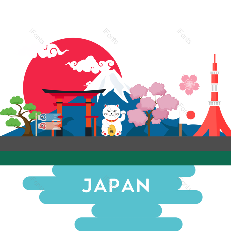 日本图片,动画片元素,建筑PNG,红色免抠素材