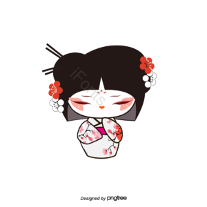 日本 卡通 手绘 和服 传统服饰 樱花 插画 小女孩