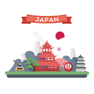 元素 日本 富士山 红色 樱花 著名 建筑 旅游