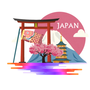 日本 动画片 阳光 富士 建筑 插画用图 旅游踏青 特征