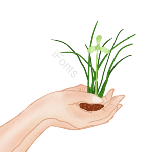手部 手绘 兰花 绿色 泥土 植树节 植物 泥土