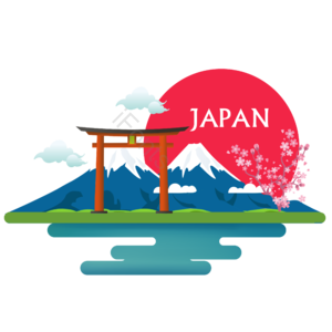 日本 动画片 富士 建筑 插画用图 旅游踏青 樱花开 特征