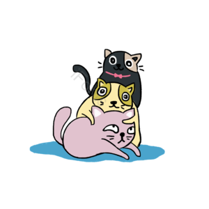 三只猫 手绘风格 猫 可爱的猫 趴着的猫