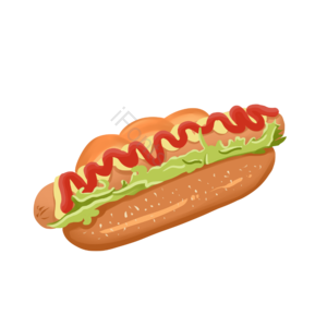 美国 快餐 手绘 美味 特色 美食 插画 卡通
