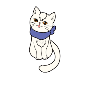 白色猫咪 戴围脖猫咪 猫咪插画 可爱白猫 粉鼻白猫 