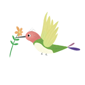 鸟 翠鸟 花 翠绿色 春天 插画 元素 可爱