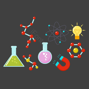 化学实验 吸铁石 分子结构 灯泡 彩色 烧瓶 化学分子 氨基酸