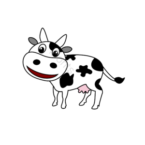 奶牛 卡通 简约 创意 黑白 可爱 手绘