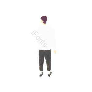 卡通风格 男士 背影 白衬衫 插画