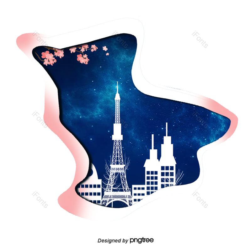剪纸图片,地标建筑元素,东京铁塔PNG,免抠素材