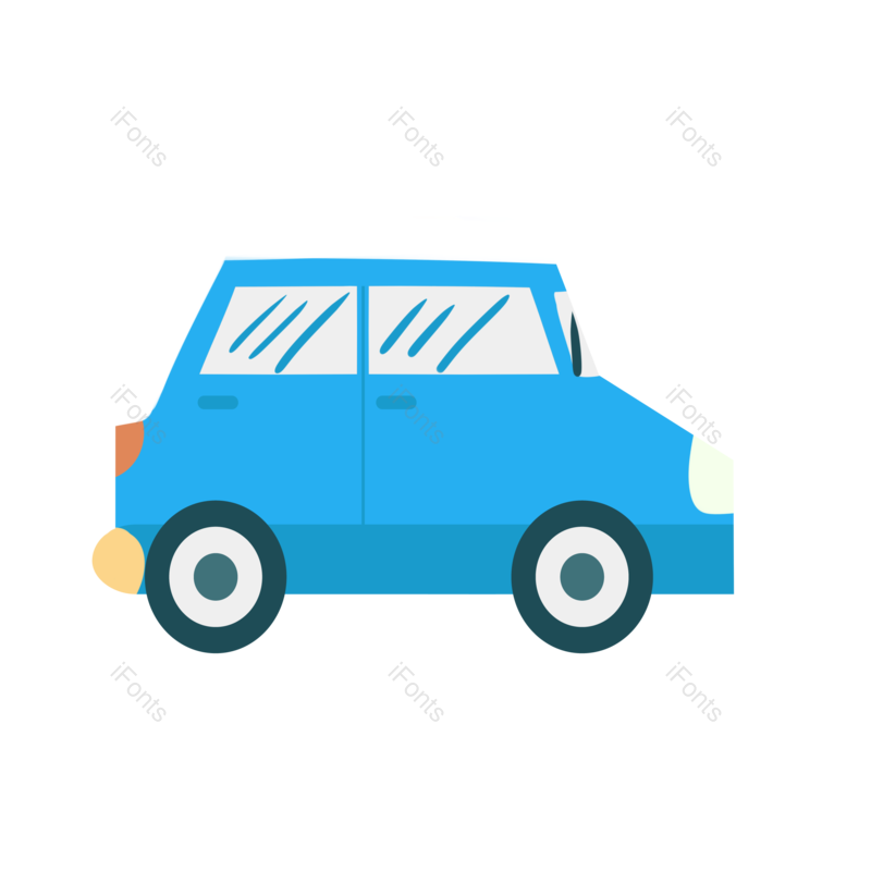 卡通图片,插画元素,蓝色PNG,汽车免抠素材