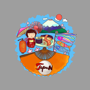 卡通画 日本 旅游 风俗特色 手绘 标签设计