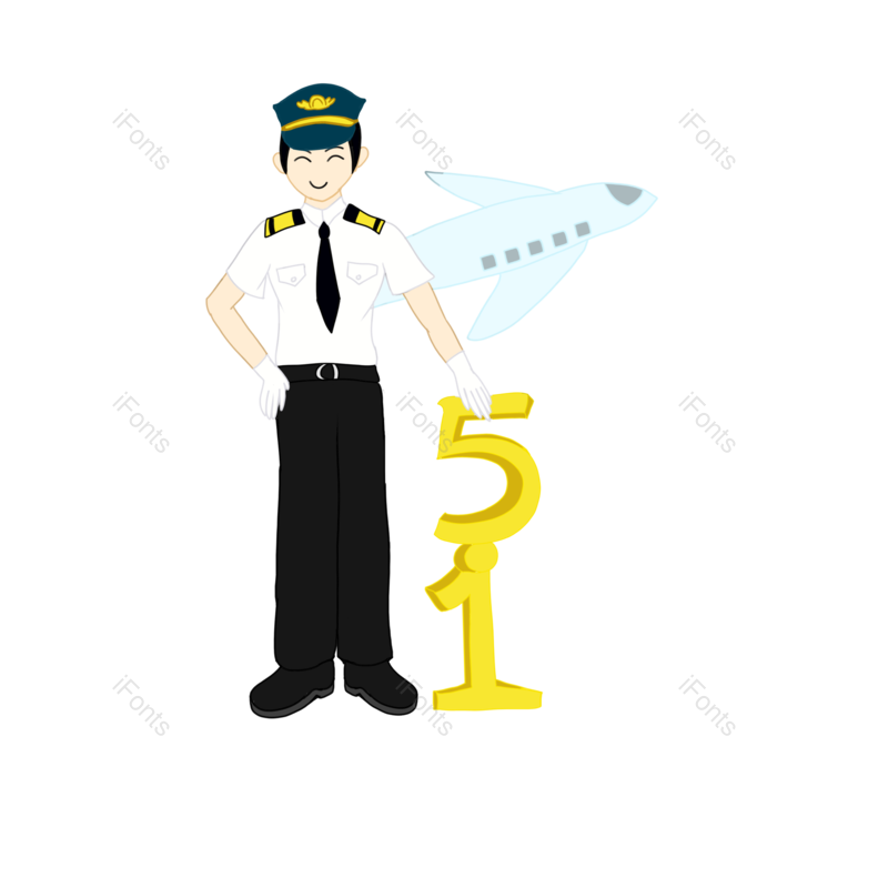 插画人物图片,飞机元素,51PNG,免抠素材