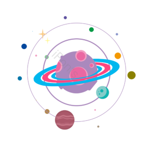 星球 银河系 宇宙 星星 行星 彩色 手绘 元素