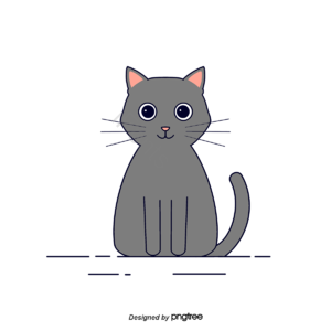 卡通 灰色 坐姿 可爱 猫咪