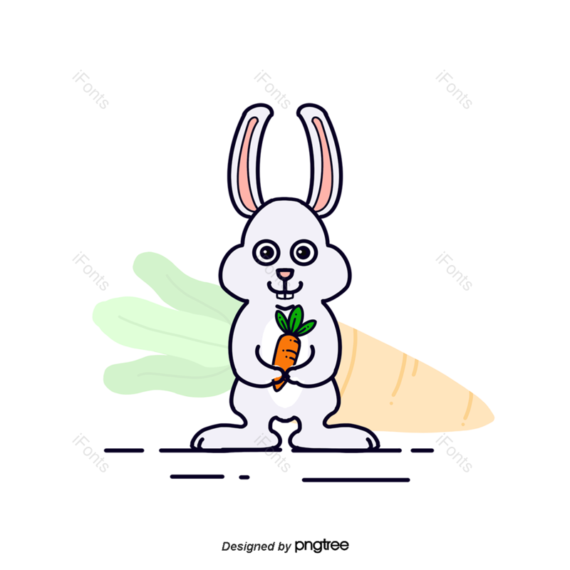 兔子图片,蔬菜元素,白色PNG,灰色免抠素材