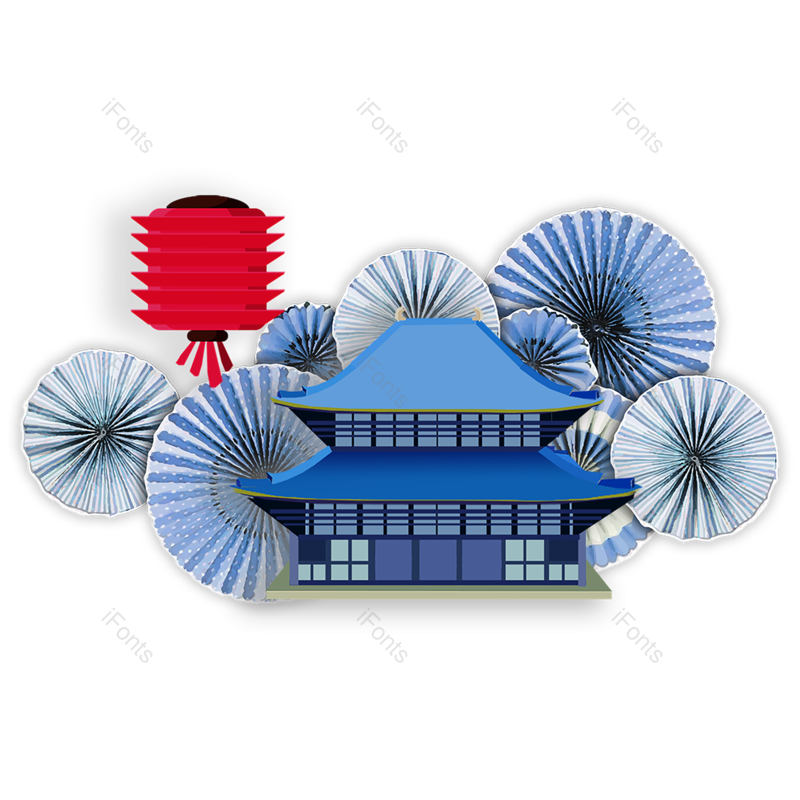 日本图片,灯笼元素,平面PNG,蓝紫色免抠素材