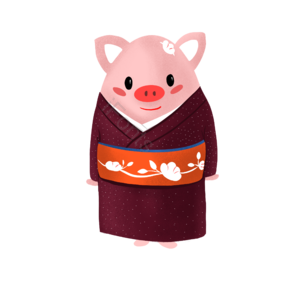 动物 小猪 粉红色 和服 衣服 猪