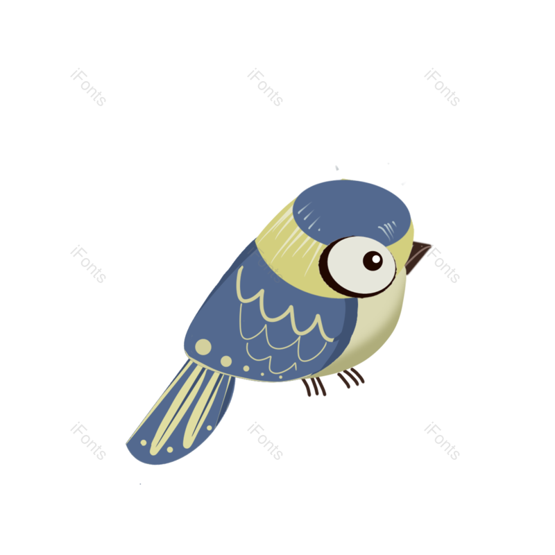 小鸟图片,动物元素,大眼睛PNG,蓝色羽毛免抠素材