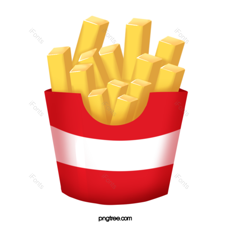 美国图片,食物插画元素,手绘PNG,薯条免抠素材