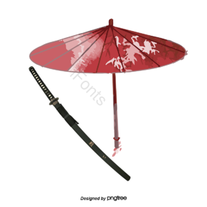 雨伞 日本雨伞 武士剑 油纸伞 红色雨伞 刀剪贴画 雨伞剪贴画 日本剪贴画
