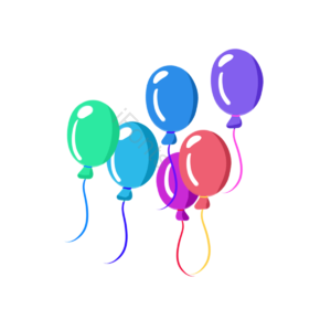 生日气球 气球 立体 透明 多色 插画 手绘 庆祝气球