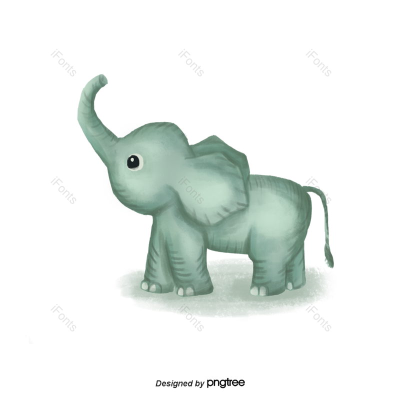 绿色图片,大象元素,动物PNG,手绘动物免抠素材