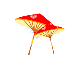 纸伞 简洁 清新 圆润 樱花 动物 红色 日本