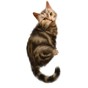 猫 毛茸茸 可爱 动物 小猫咪 棕色 手绘 活泼